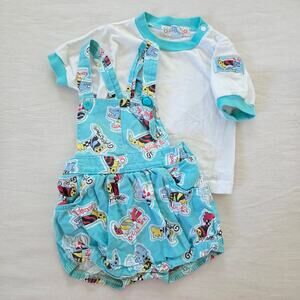 Vintage 90s Animals Shortalls + Shirt Set 24 months